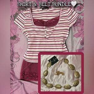 CUTE LAYERING TOP WITH GOLD BELT BUNDLE💗